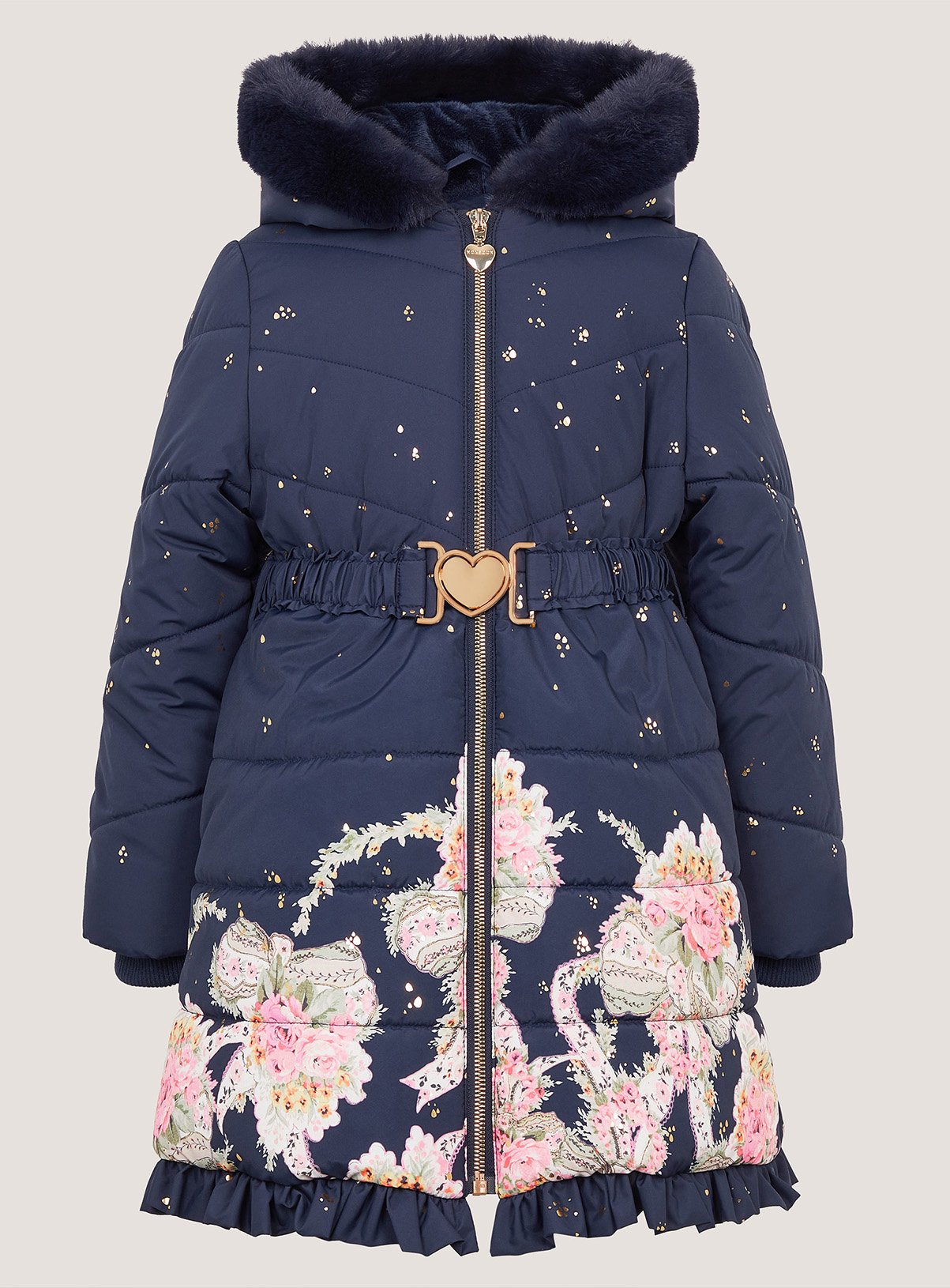 MONSOON Aurora Floral Print Puffer Coat 5-6 years - Image 2 thumbnail