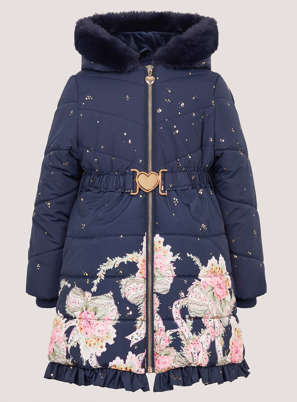 MONSOON Aurora Floral Print Puffer Coat 5-6 years - Image 2