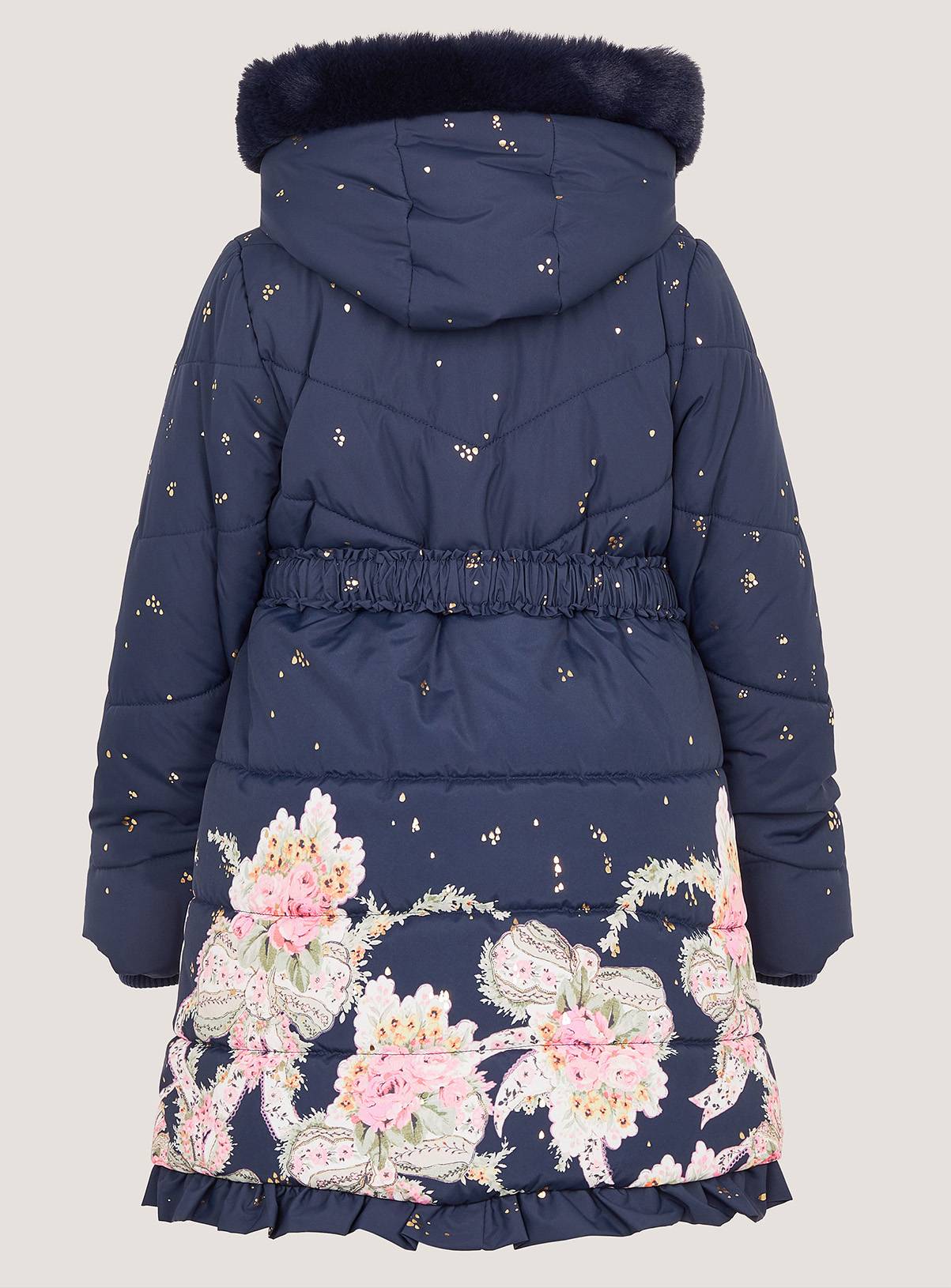 MONSOON Aurora Floral Print Puffer Coat 5-6 years - Image 3