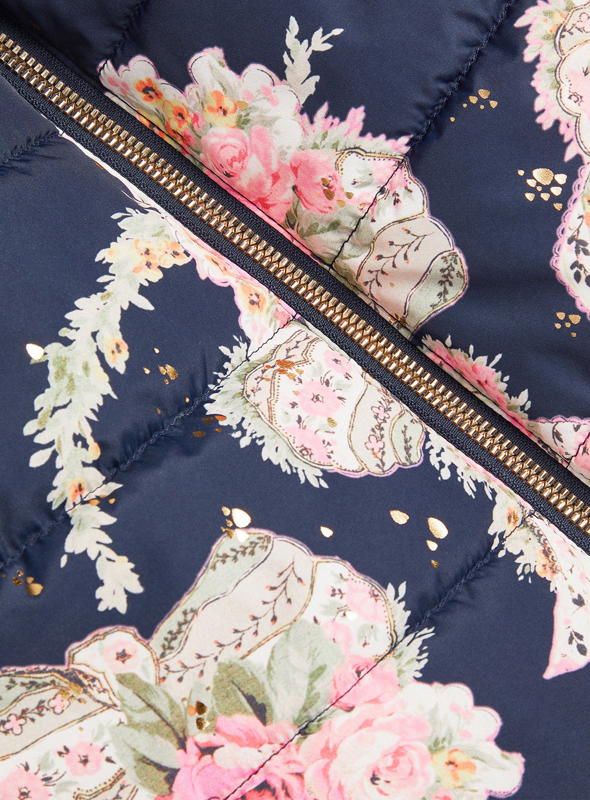 MONSOON Aurora Floral Print Puffer Coat 5-6 years - Image 4 thumbnail