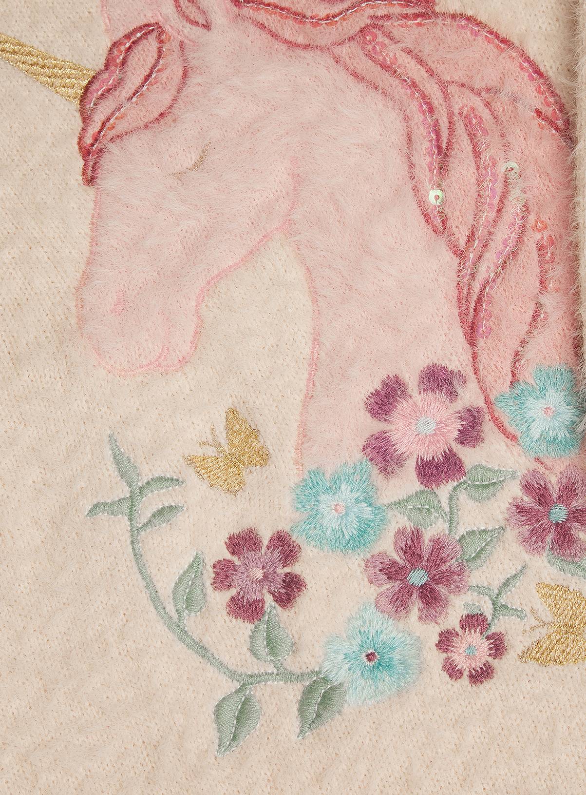 MONSOON Embellished Unicorn Fluffy Knit Jumper 5-6 years - Image 4