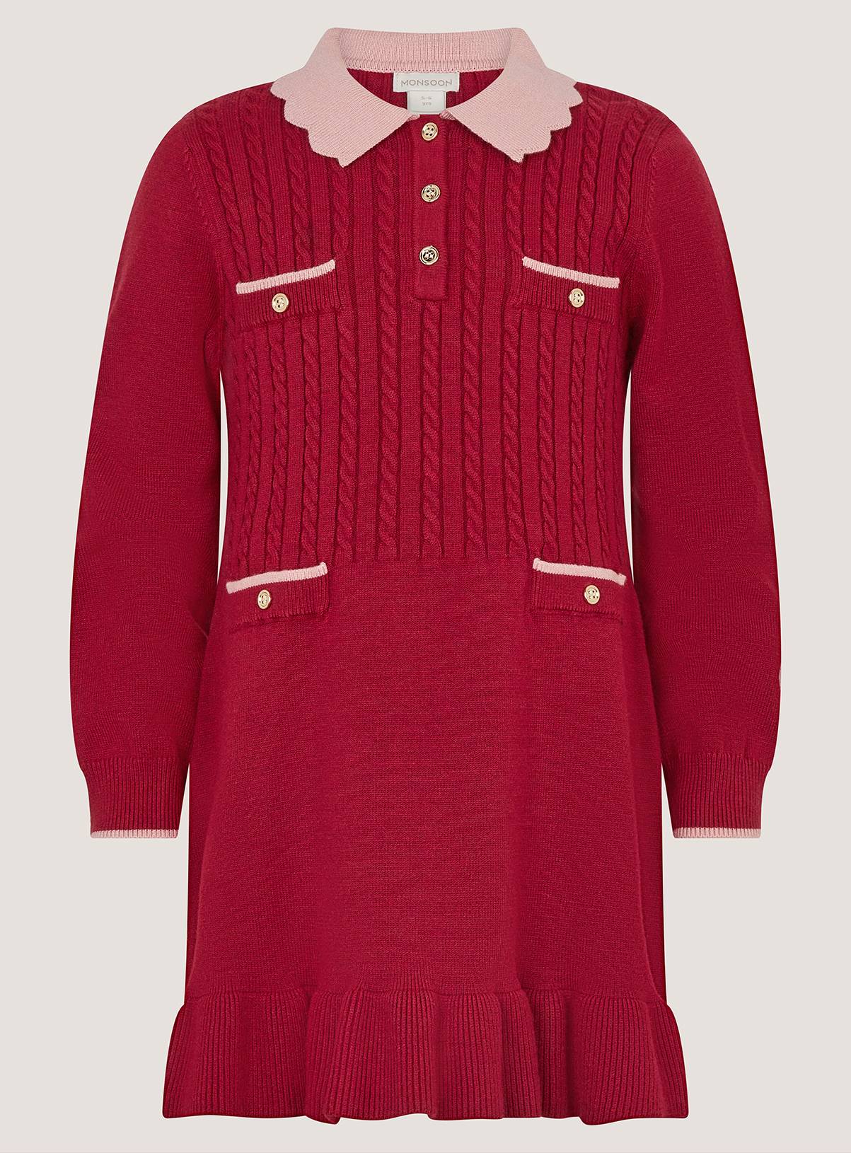 MONSOON Scallop Collar Cable Knit Dress 7-8 years - Image 2