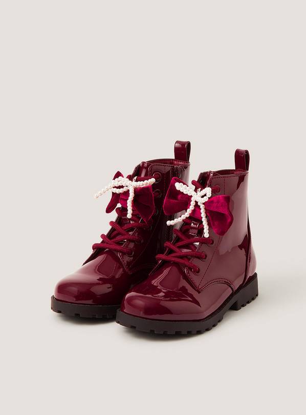 MONSOON Bow Patent Lace Up Boots 11 Infant
