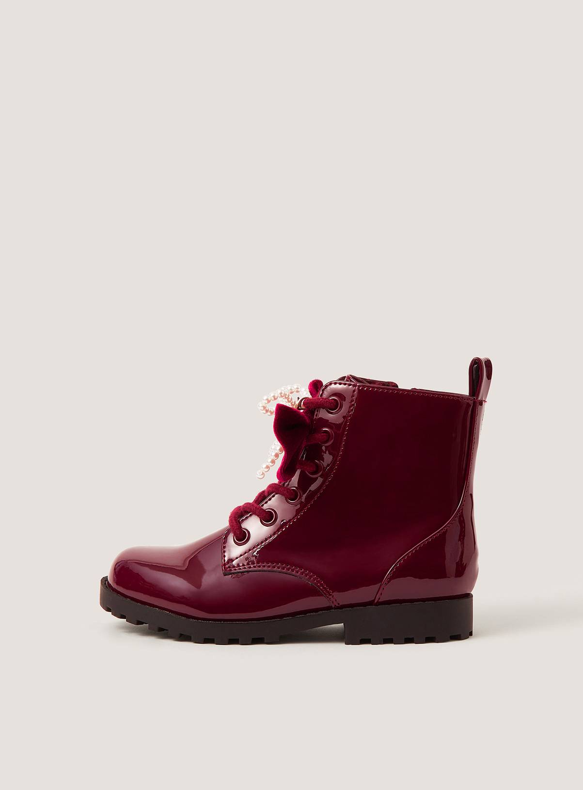 MONSOON Bow Patent Lace Up Boots 11 Infant - Image 2