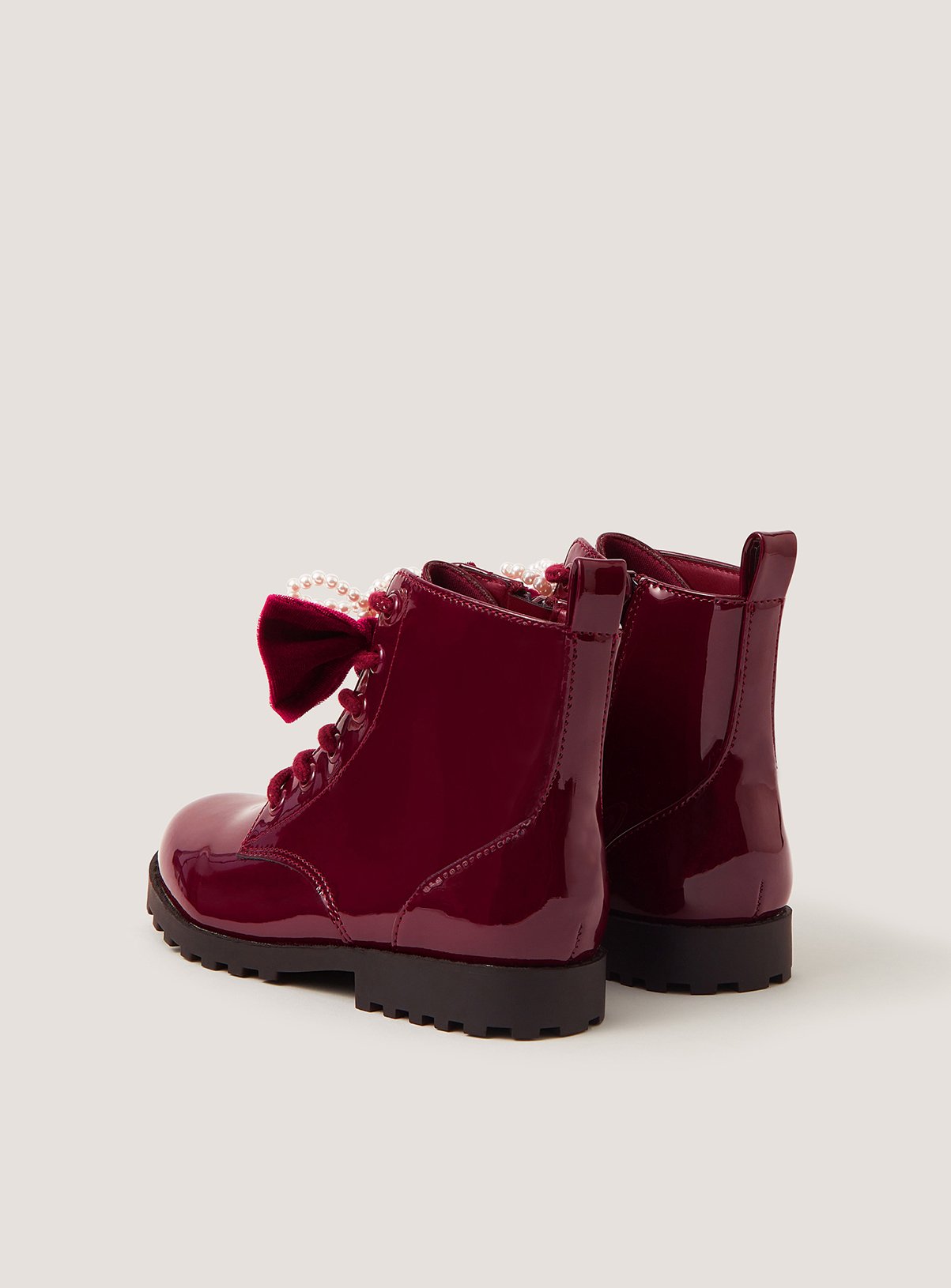 MONSOON Bow Patent Lace Up Boots 11 Infant - Image 3 thumbnail