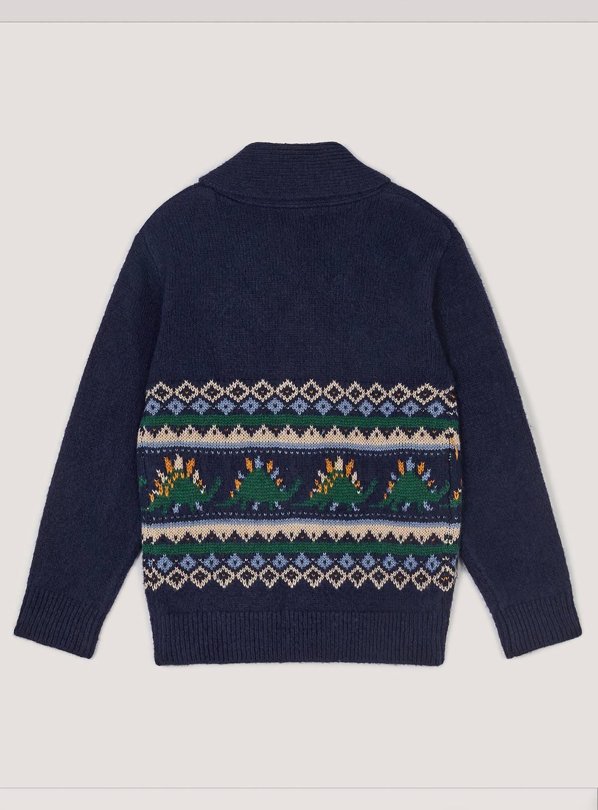 MONSOON Dinosaur Fair Isle Cardigan 9-10 years - Image 3