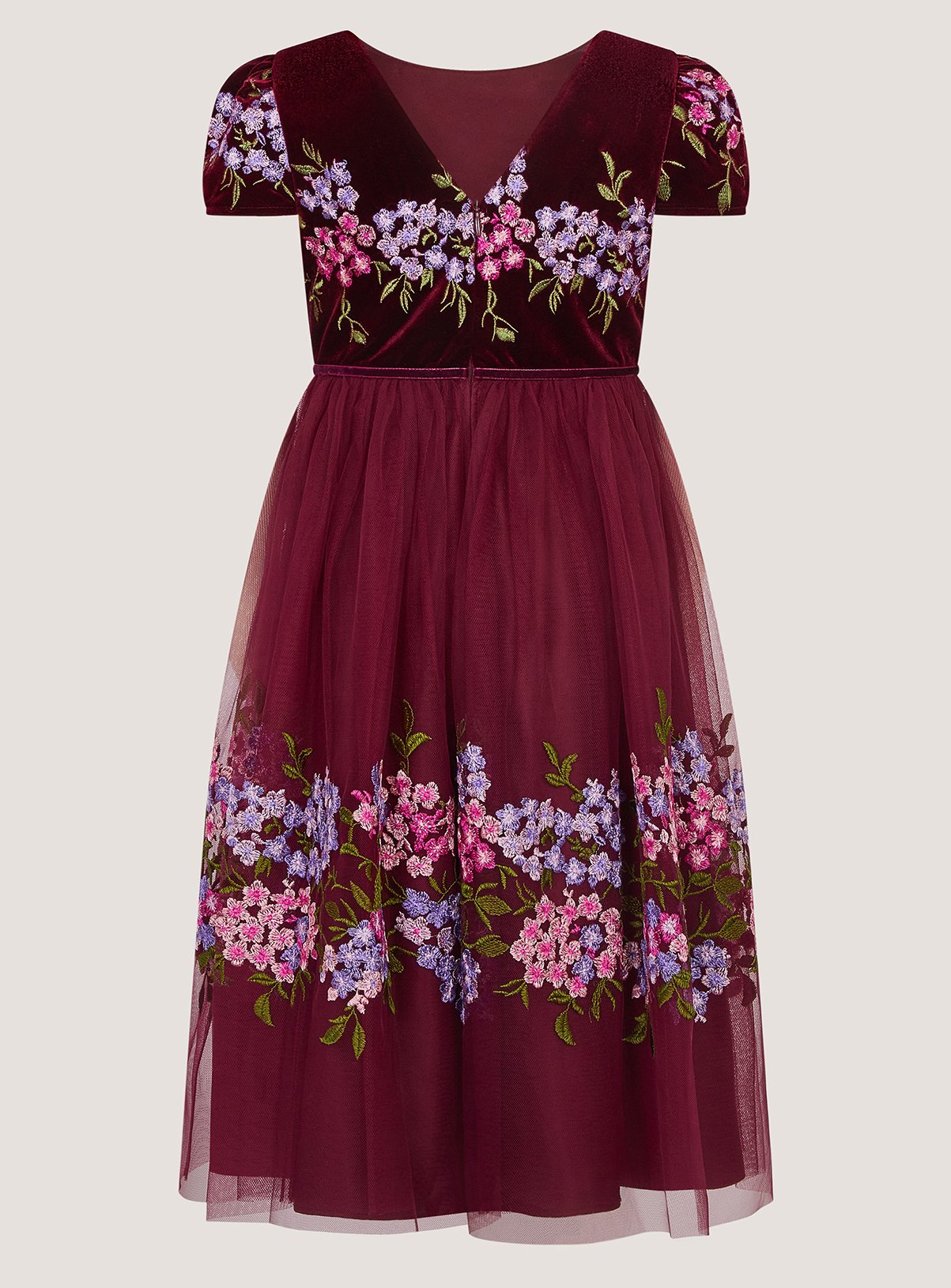 MONSOON Ruby Floral Embroidered Velvet Party Dress 8 years - Image 3 thumbnail