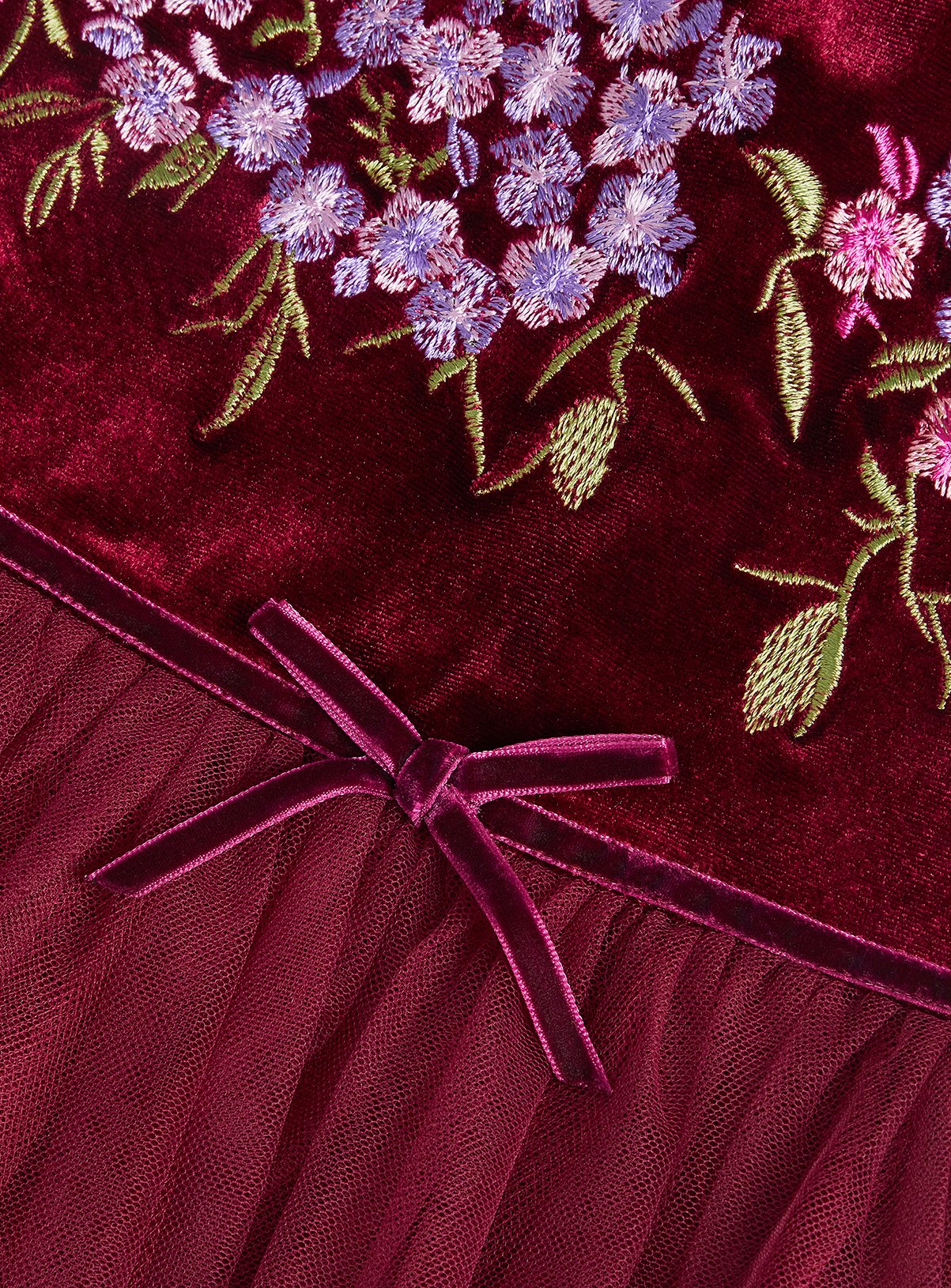 MONSOON Ruby Floral Embroidered Velvet Party Dress 8 years - Image 4 thumbnail