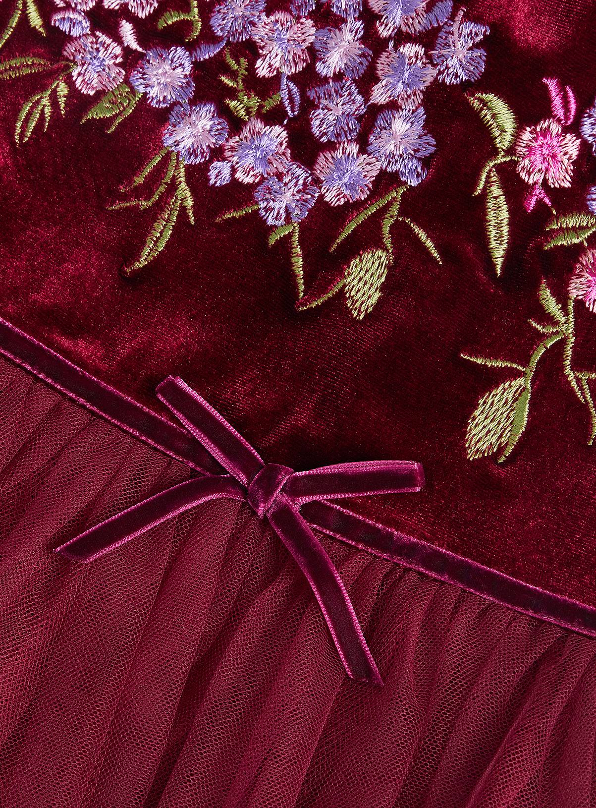 MONSOON Ruby Floral Embroidered Velvet Party Dress 8 years - Image 4