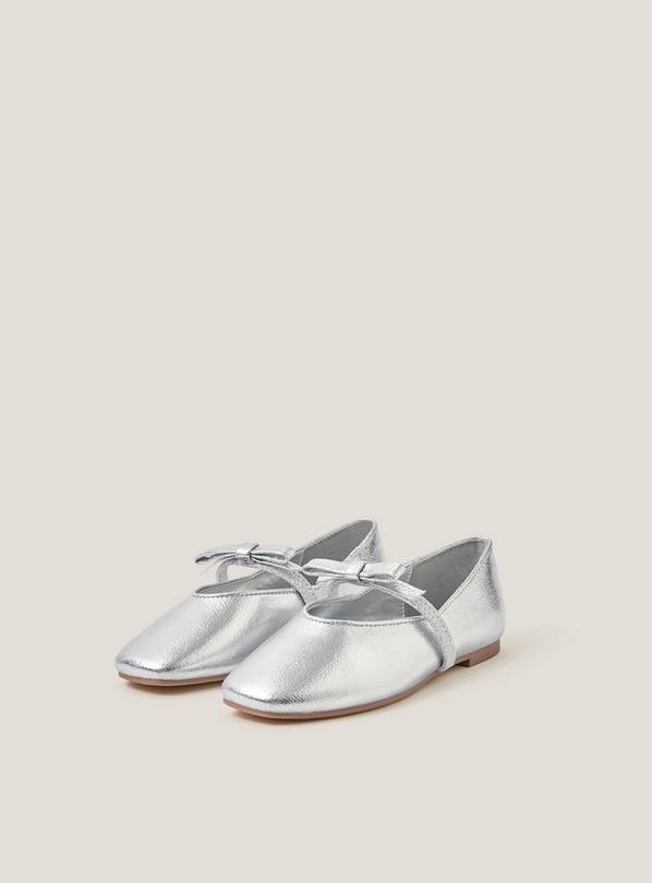 MONSOON Bow Strap Metallic Ballet Flats 7 Infant