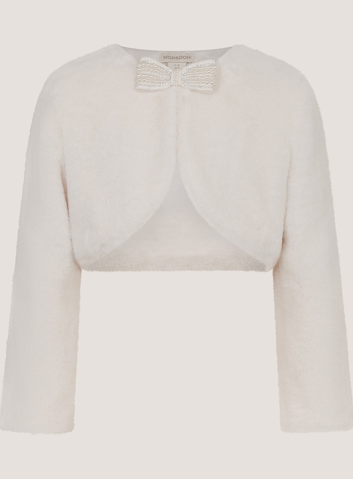 MONSOON Lara Bow Faux Fur Cardigan 3-4 Years - Image 2 thumbnail