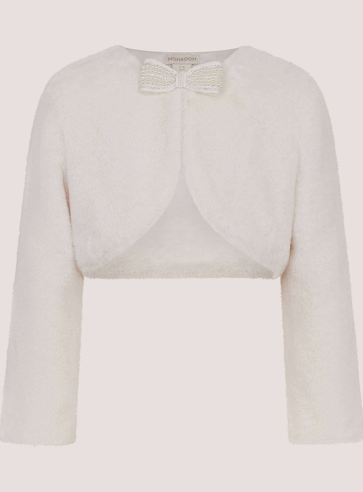 MONSOON Lara Bow Faux Fur Cardigan 3-4 Years - Image 2