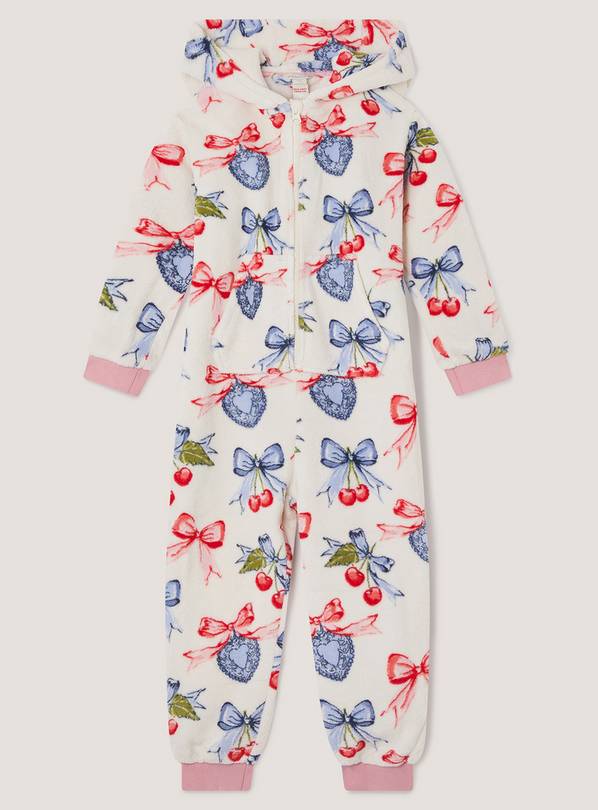 MONSOON Cherry Locket Print Fleece Onesie 3-4 Years