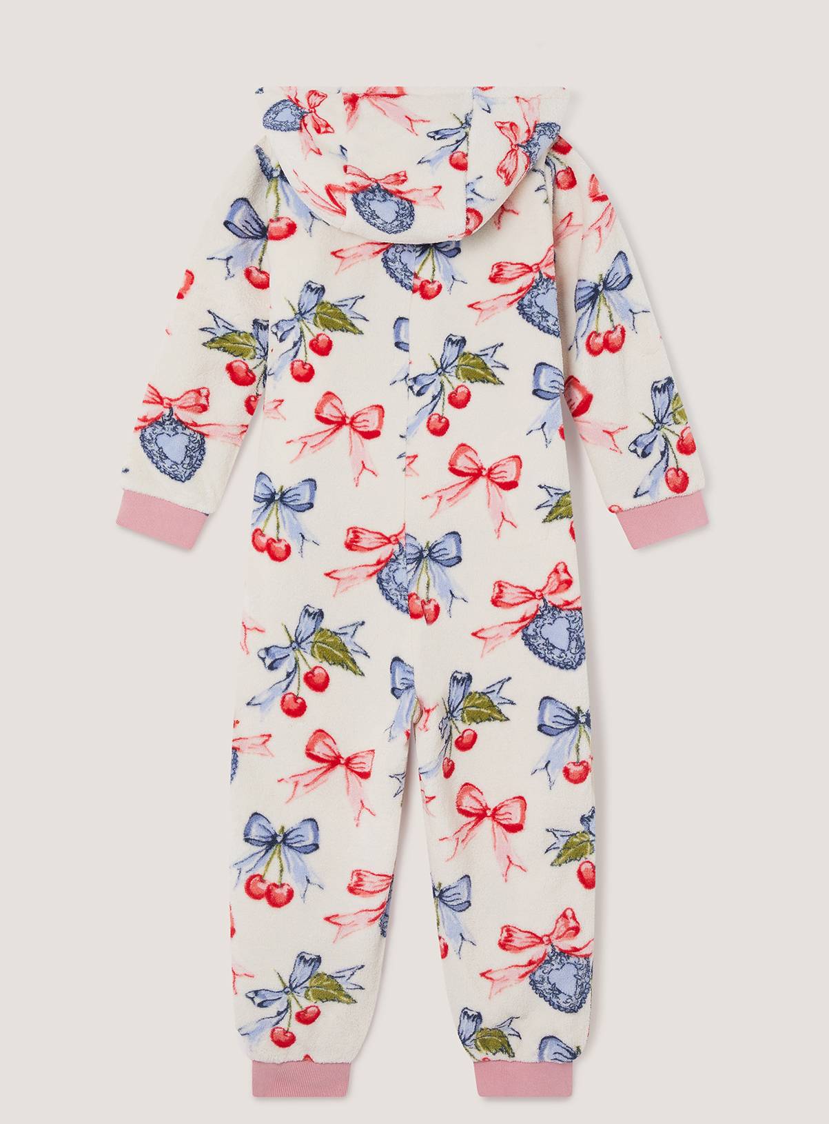 MONSOON Cherry Locket Print Fleece Onesie 2-3 years - Image 2