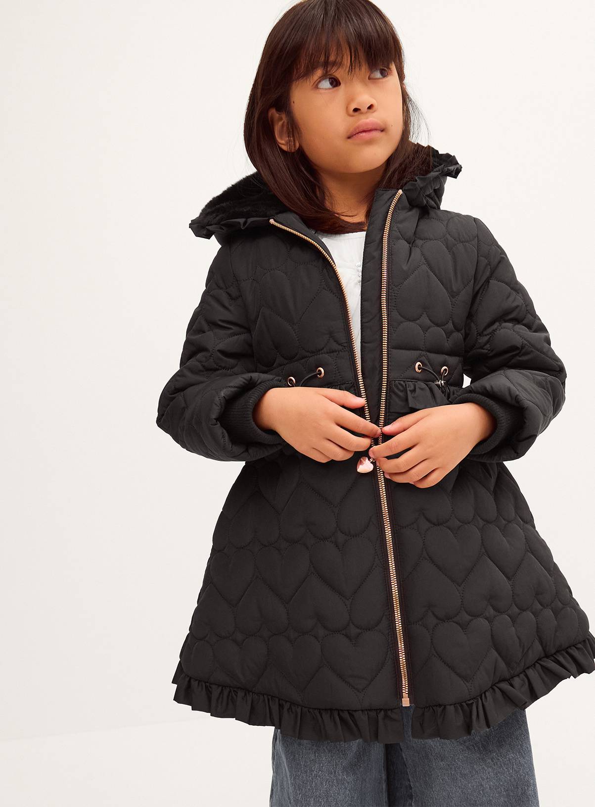 MONSOON Harriett Heart Quilted Coat 3-4 Years - Image 1
