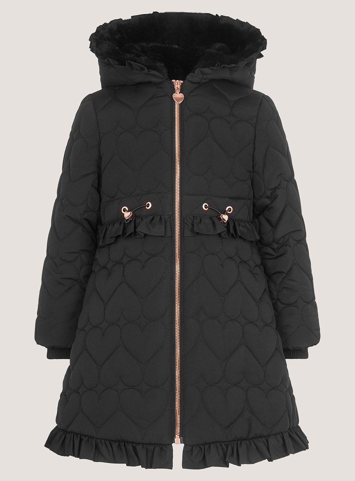 MONSOON Harriett Heart Quilted Coat 3-4 Years - Image 2 thumbnail
