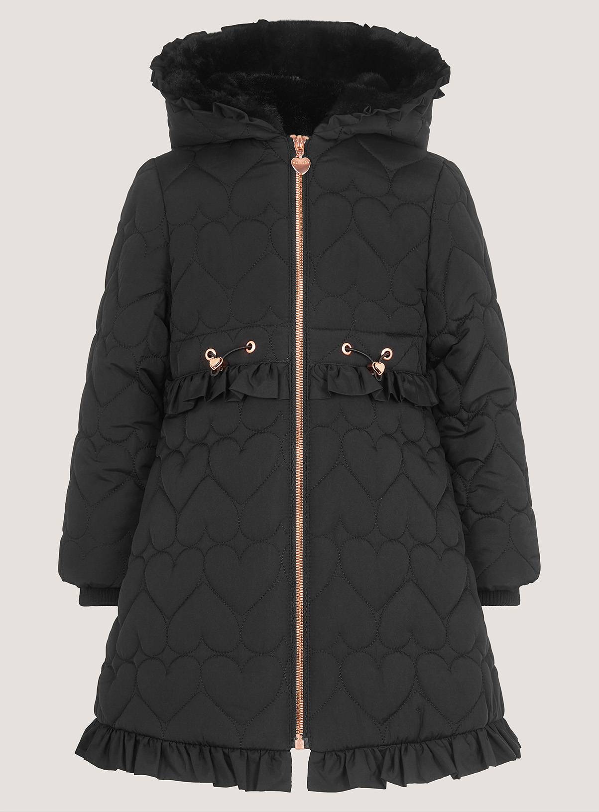 MONSOON Harriett Heart Quilted Coat 3-4 Years - Image 2