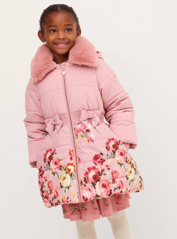 MONSOON Blurred Floral Print Puffer Coat 3-4 Years