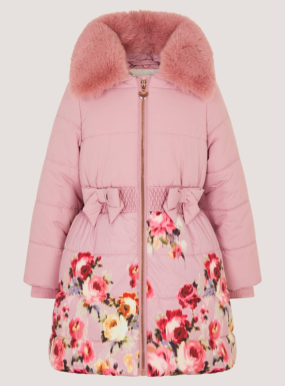 MONSOON Blurred Floral Print Puffer Coat 9-10 years - Image 2