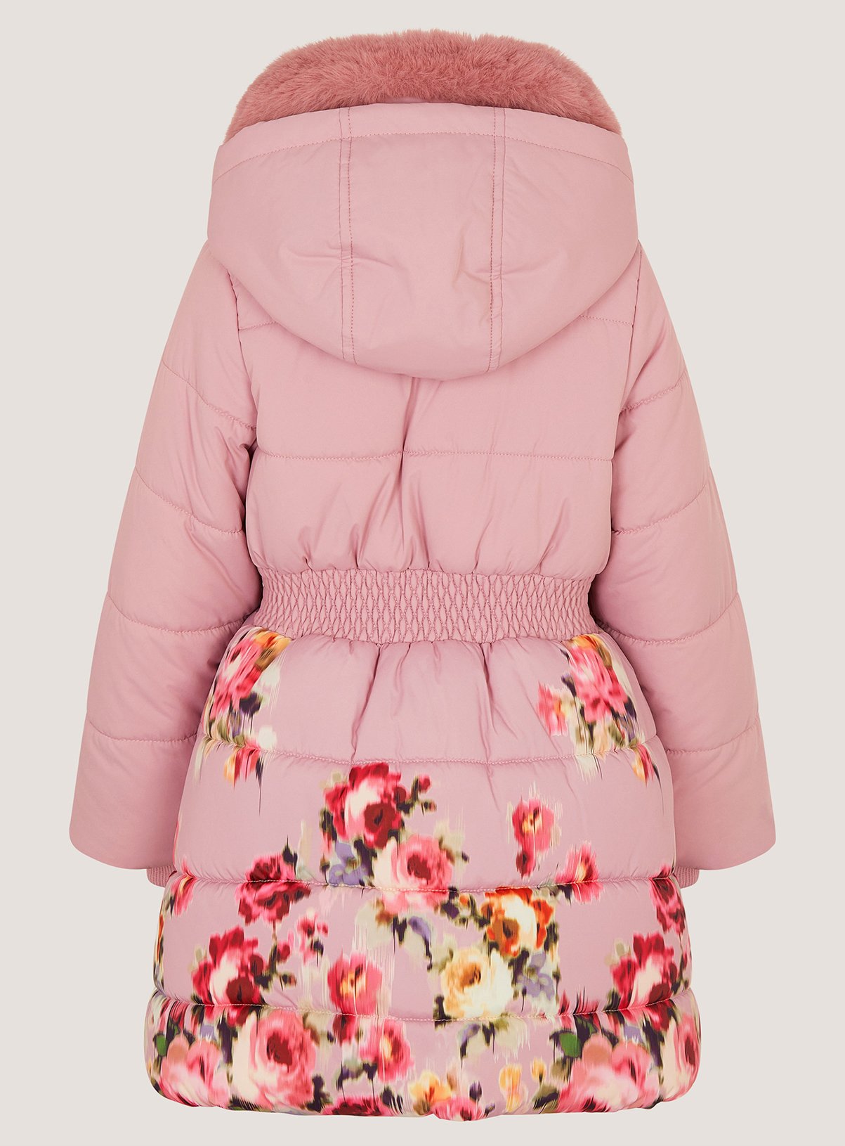MONSOON Blurred Floral Print Puffer Coat 9-10 years - Image 3 thumbnail