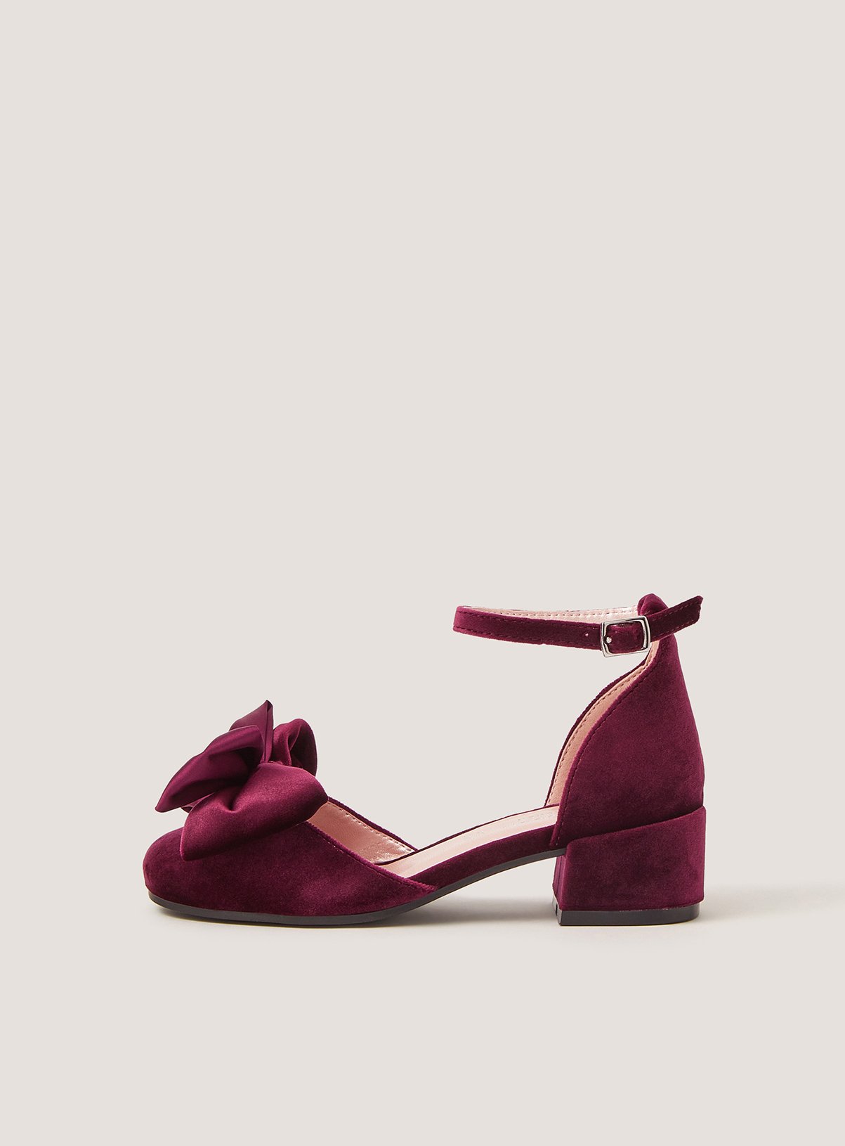 MONSOON Bow Velvet Two Part Heels 7 Infant - Image 2 thumbnail