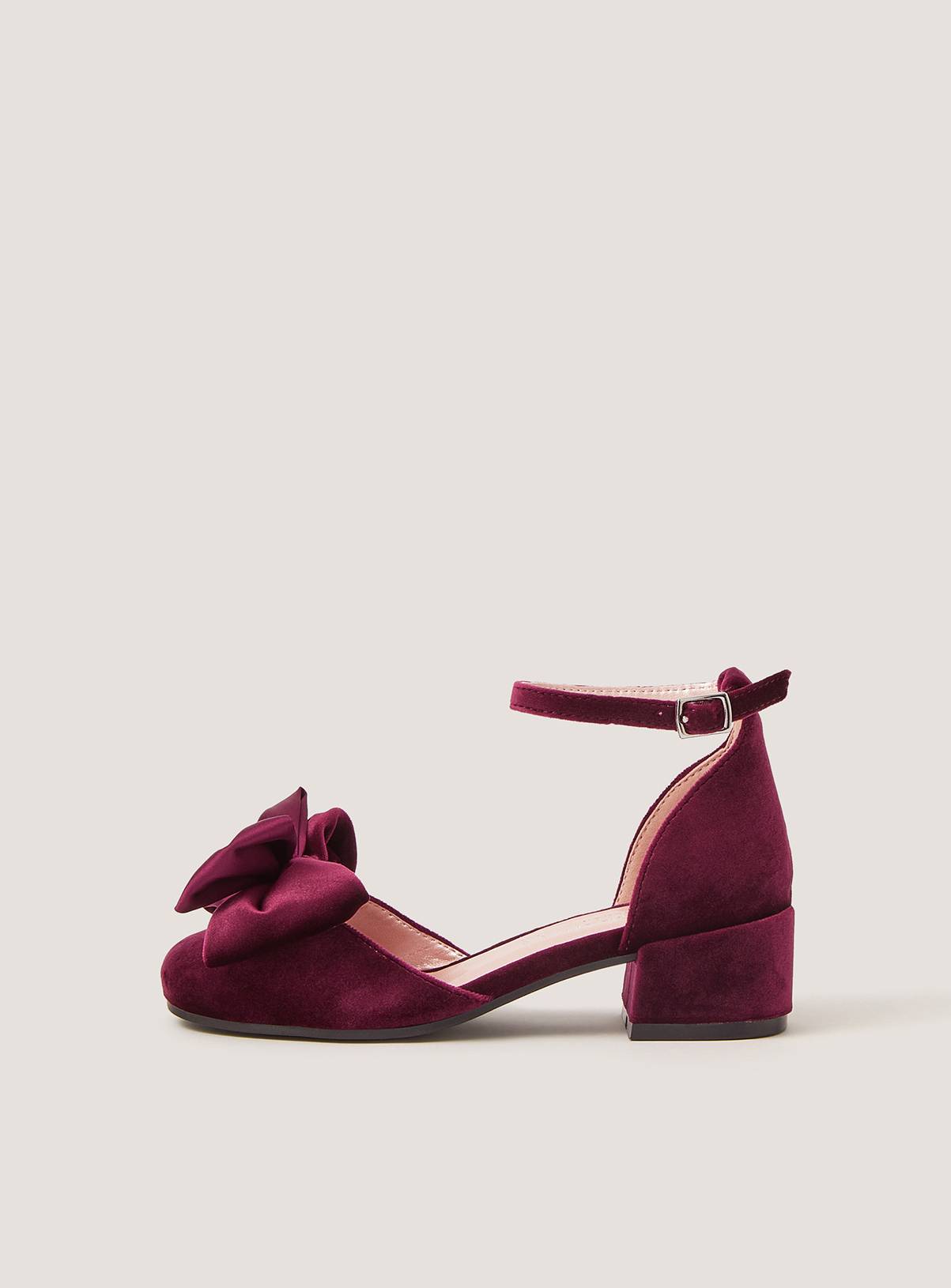 MONSOON Bow Velvet Two Part Heels 7 Infant - Image 2