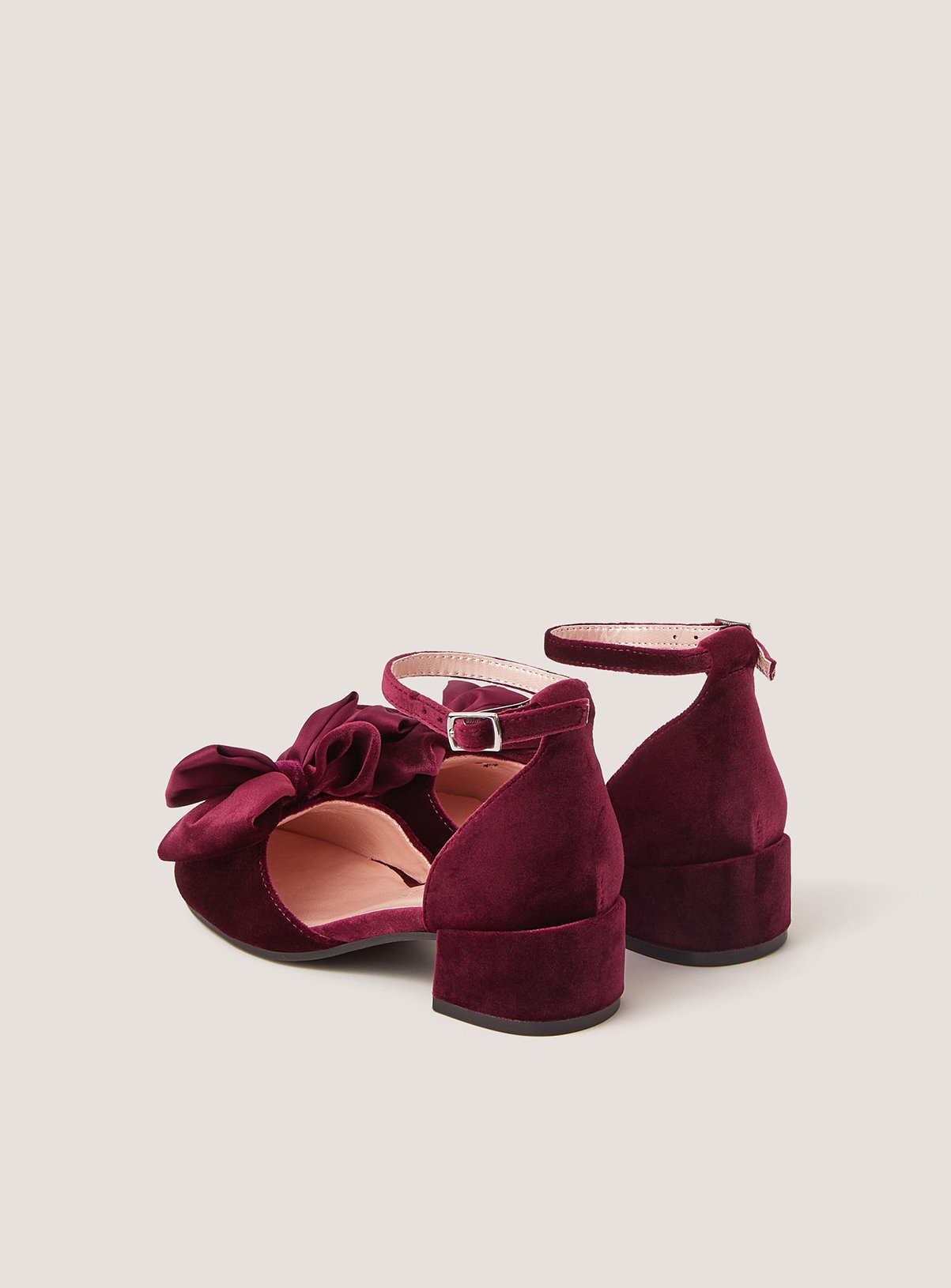 MONSOON Bow Velvet Two Part Heels 7 Infant - Image 3 thumbnail