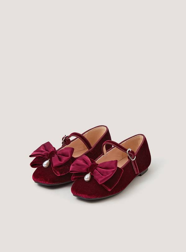 MONSOON Bow Velvet Ballet Flats 9 Infant