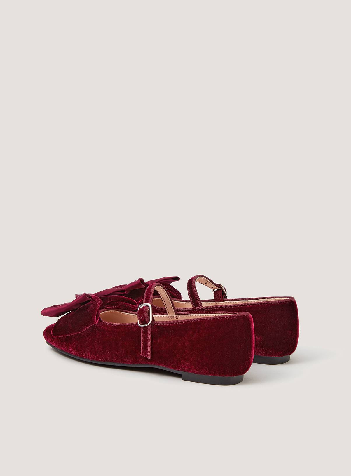 MONSOON Bow Velvet Ballet Flats 9 Infant - Image 2