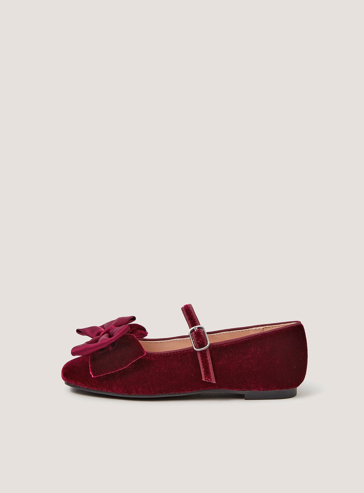 MONSOON Bow Velvet Ballet Flats 9 Infant - Image 3 thumbnail