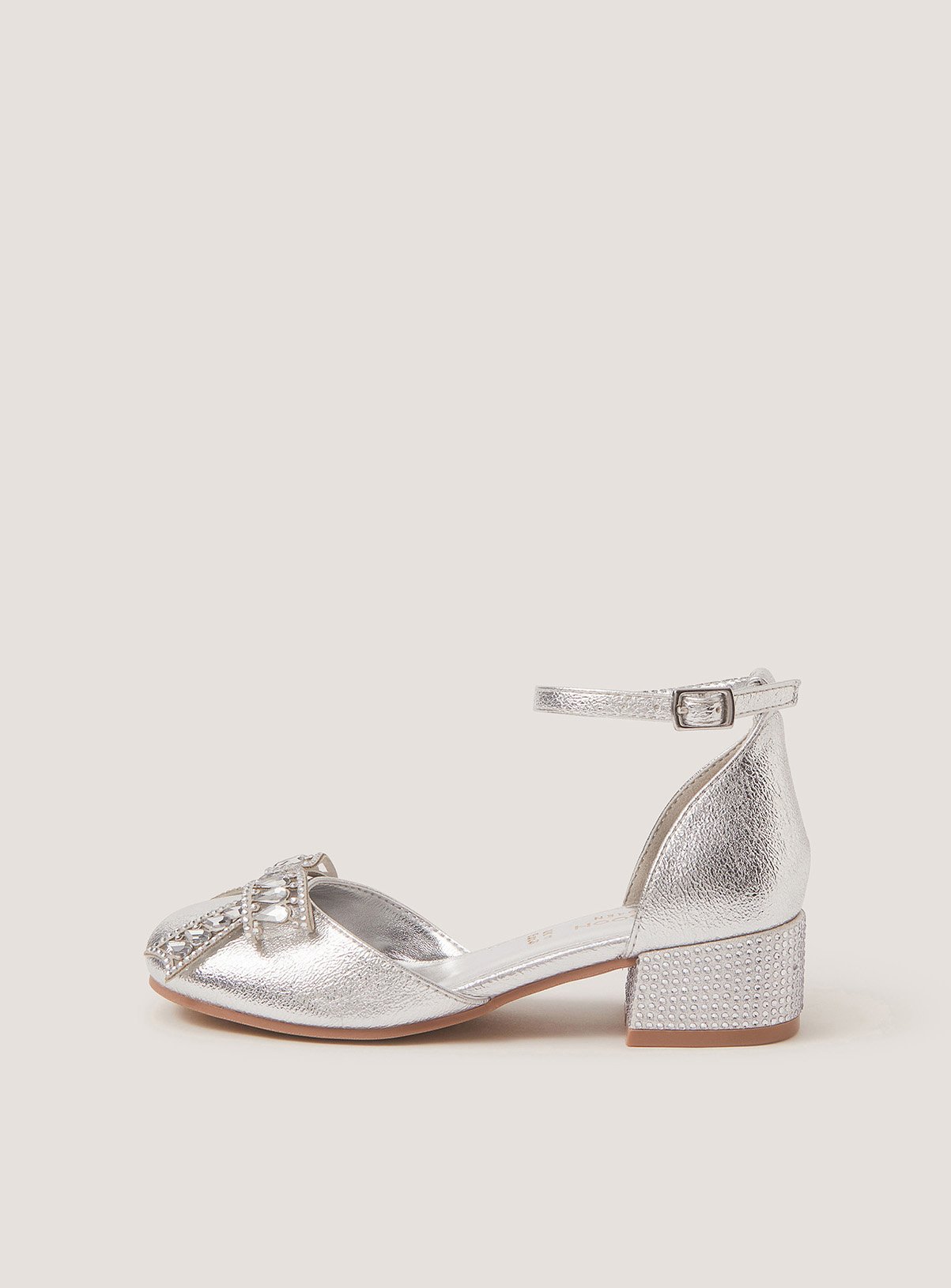 MONSOON Closed Toe Bow Metallic Heels 10 Infant - Image 2 thumbnail
