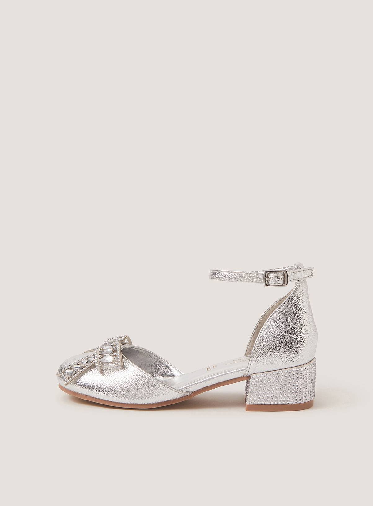 MONSOON Closed Toe Bow Metallic Heels 10 Infant - Image 2