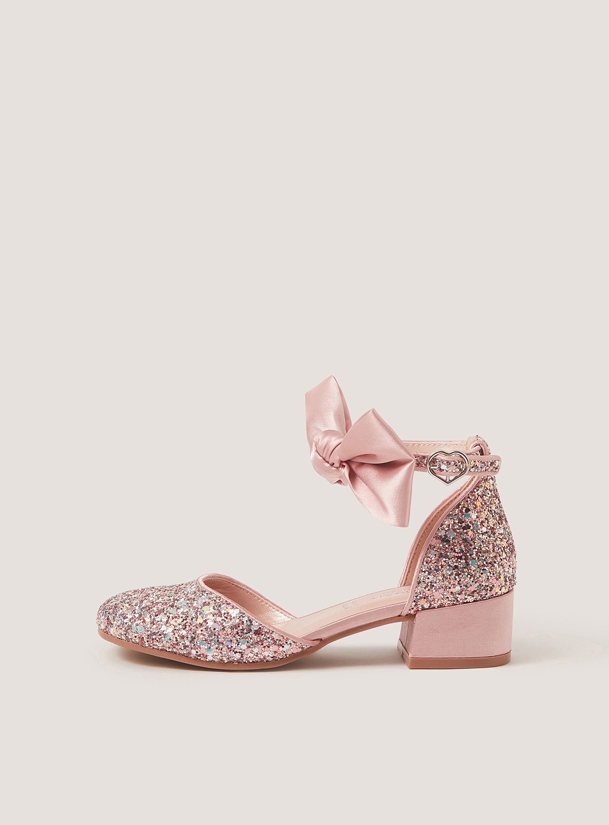 MONSOON Sara Closed Toe Bow Glitter Heels 10 Infant - Image 3 thumbnail