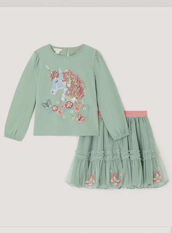 MONSOON Sequin Unicorn Top and Skirt Set 3-4 years
