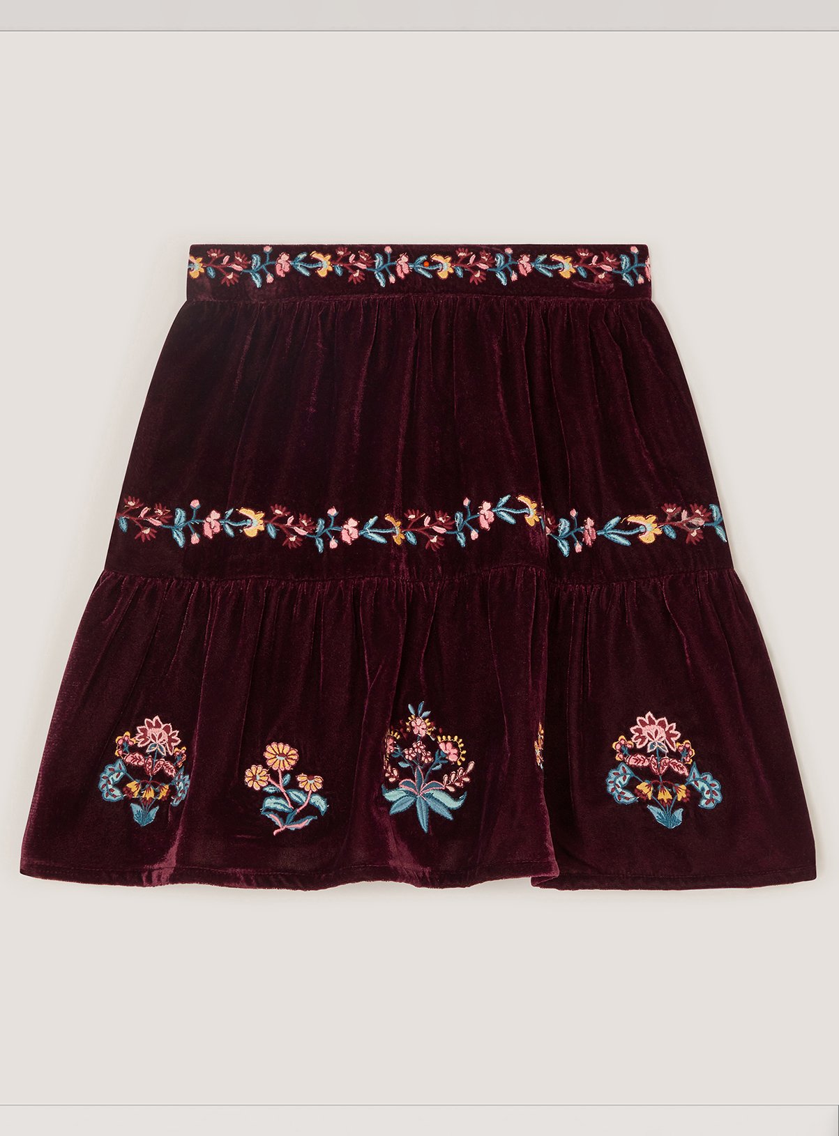 MONSOON Floral Embroidered Velour Skirt 3-4 years - Image 2 thumbnail