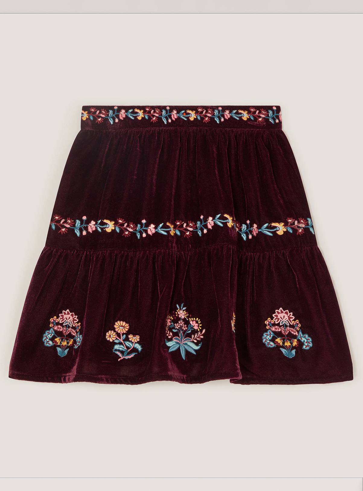 MONSOON Floral Embroidered Velour Skirt 3-4 years - Image 2