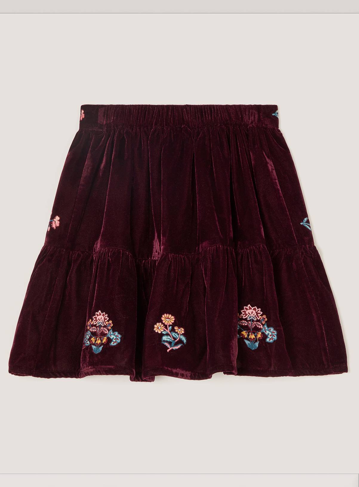 MONSOON Floral Embroidered Velour Skirt 3-4 years - Image 3