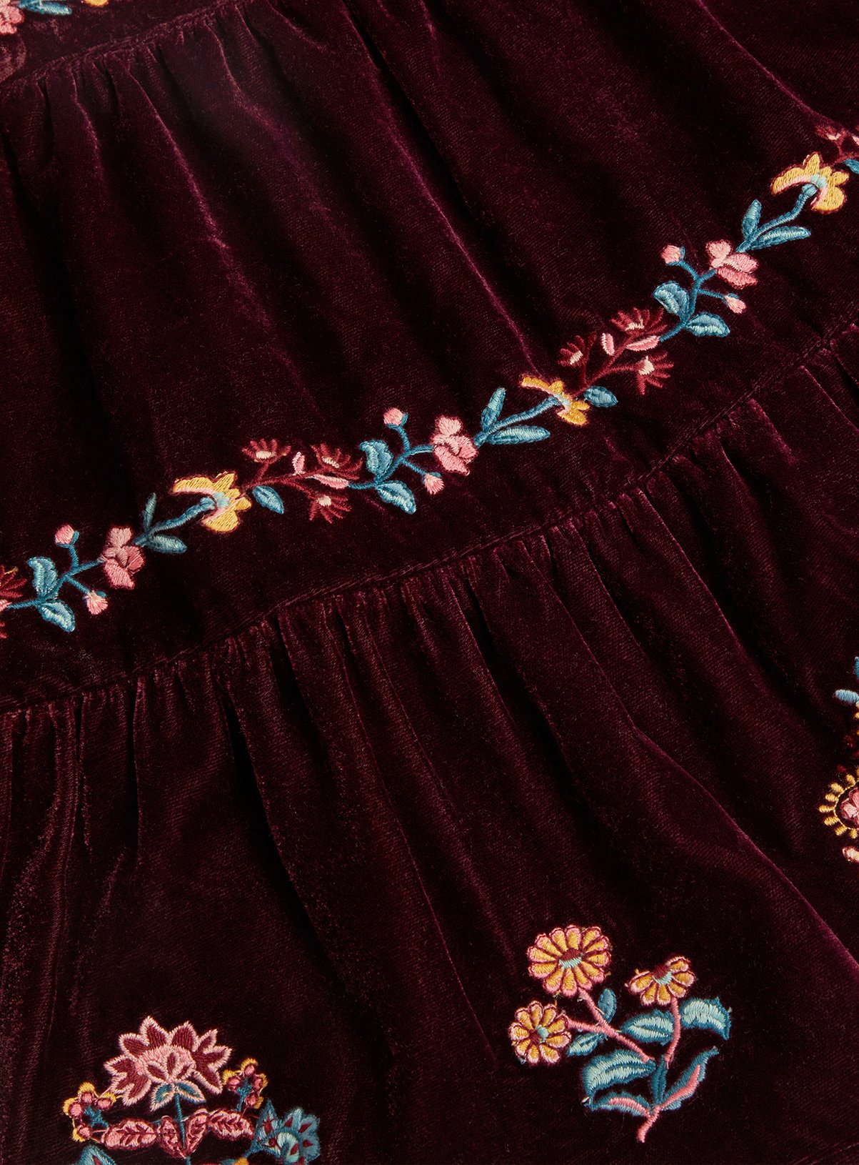 MONSOON Floral Embroidered Velour Skirt 3-4 years - Image 4 thumbnail