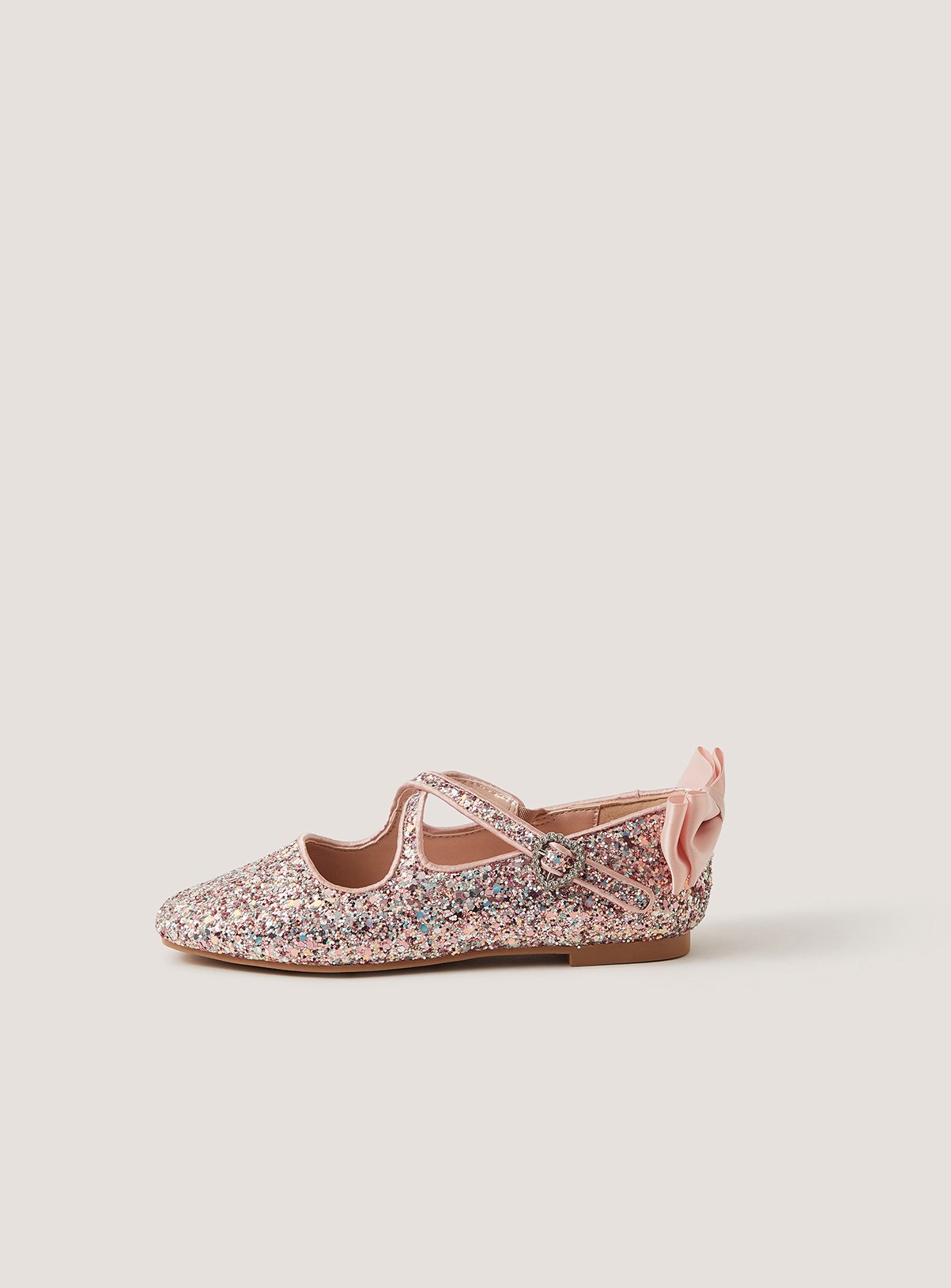 MONSOON Glitter Bow Mary Jane Ballet Flats 11 Infant - Image 2 thumbnail