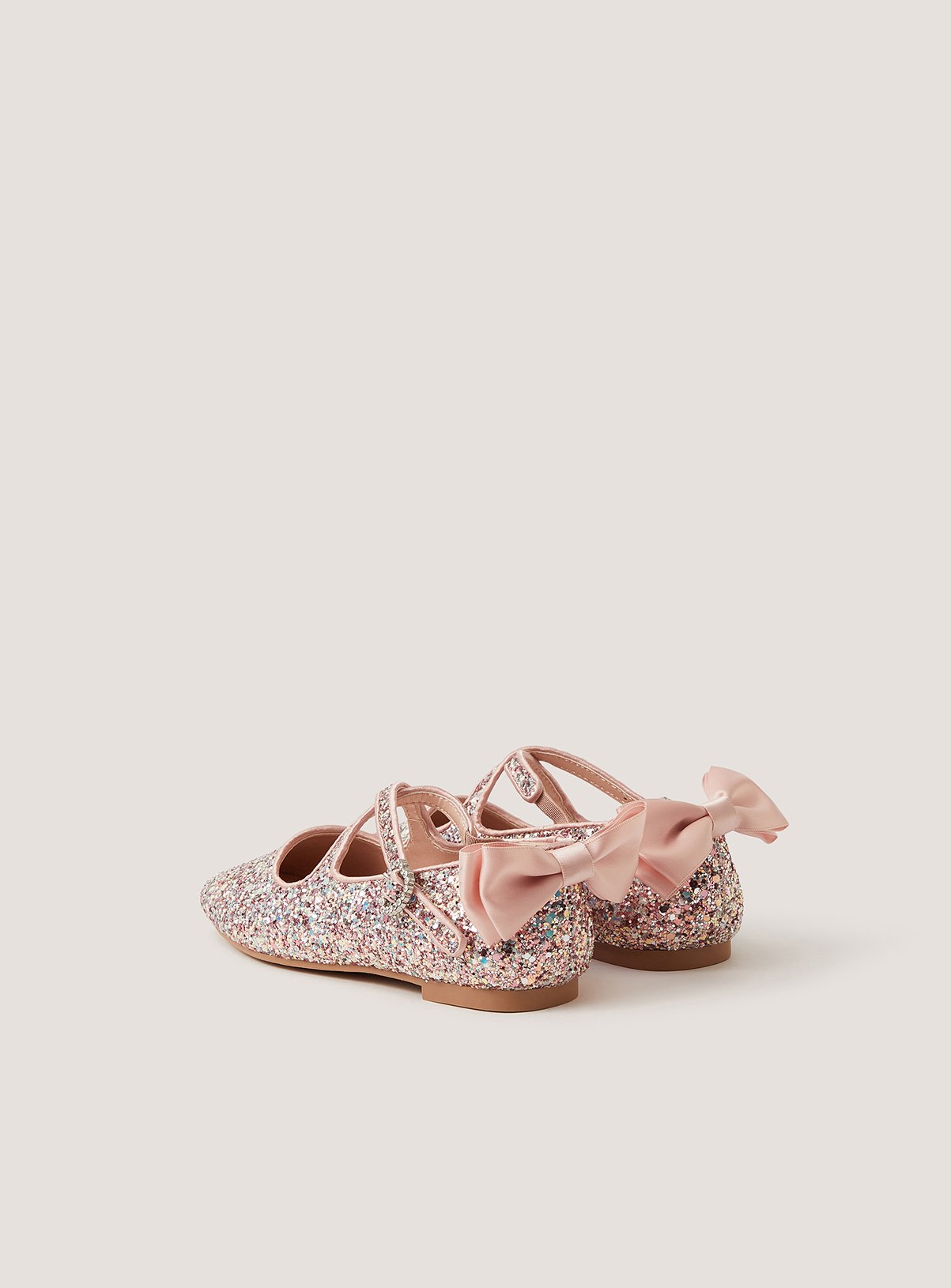 MONSOON Glitter Bow Mary Jane Ballet Flats 11 Infant - Image 3 thumbnail