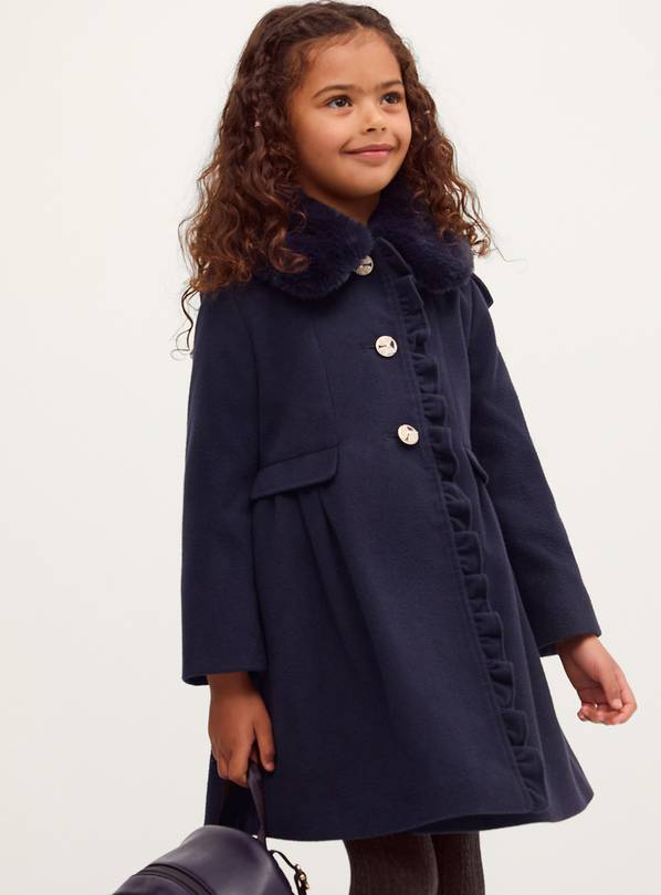 MONSOON Faux Fur Collar Frill Coat 3-4 years