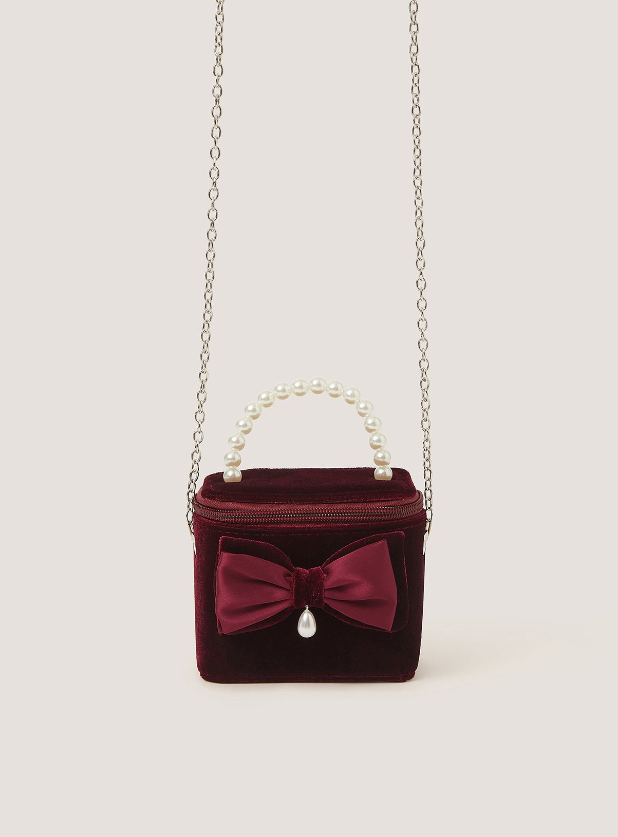 MONSOON Bow Velvet Bag One Size - Image 1 thumbnail