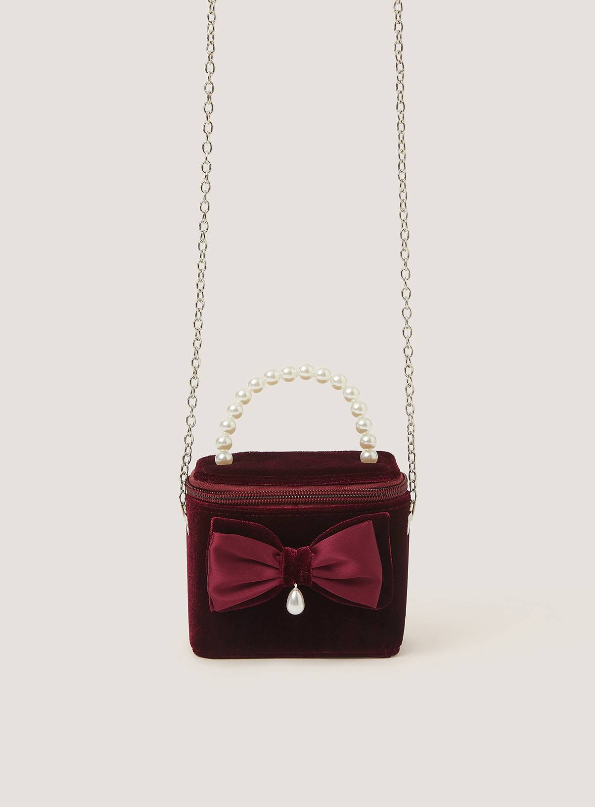 MONSOON Bow Velvet Bag One Size - Image 1