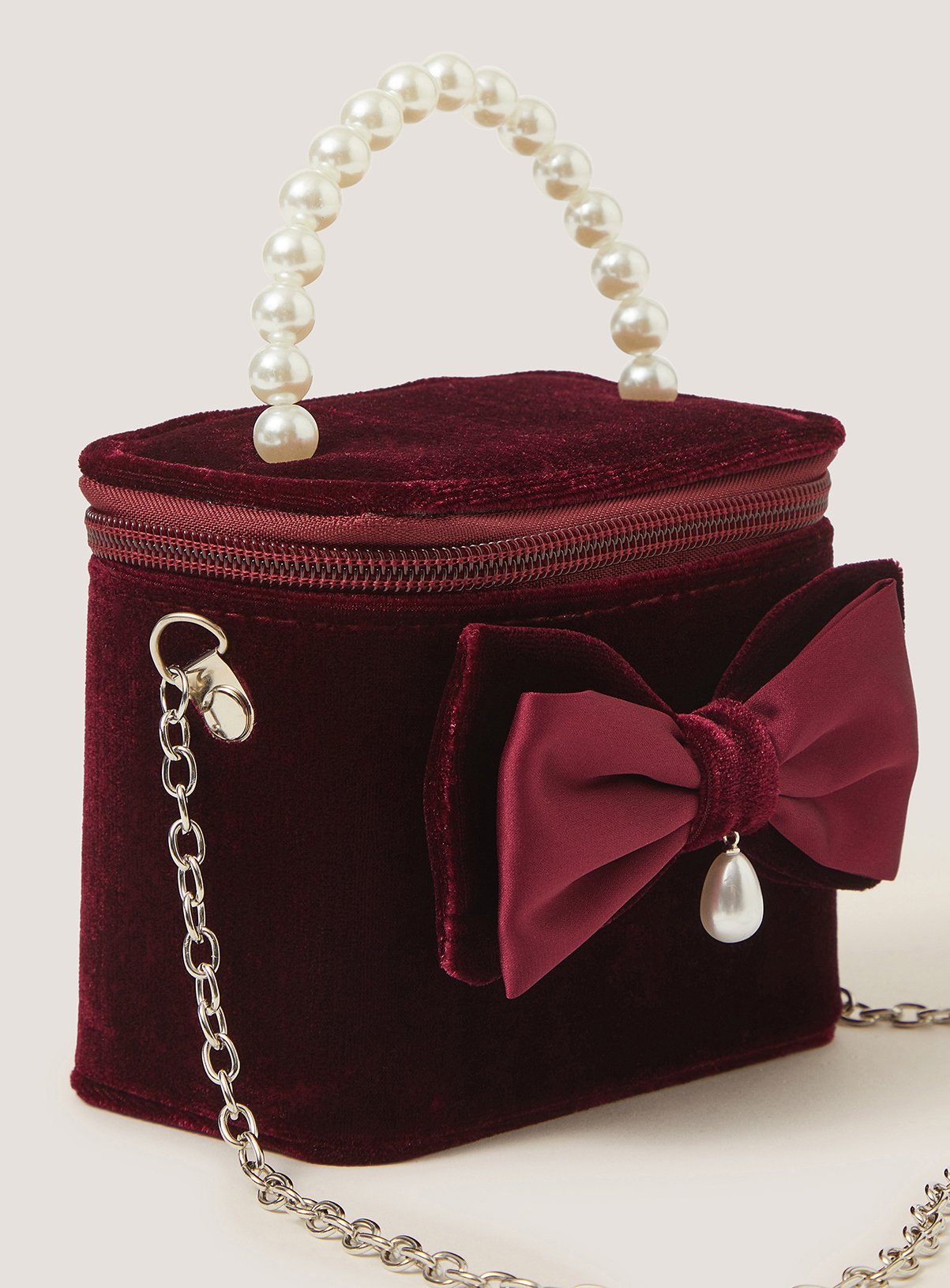 MONSOON Bow Velvet Bag One Size - Image 3 thumbnail