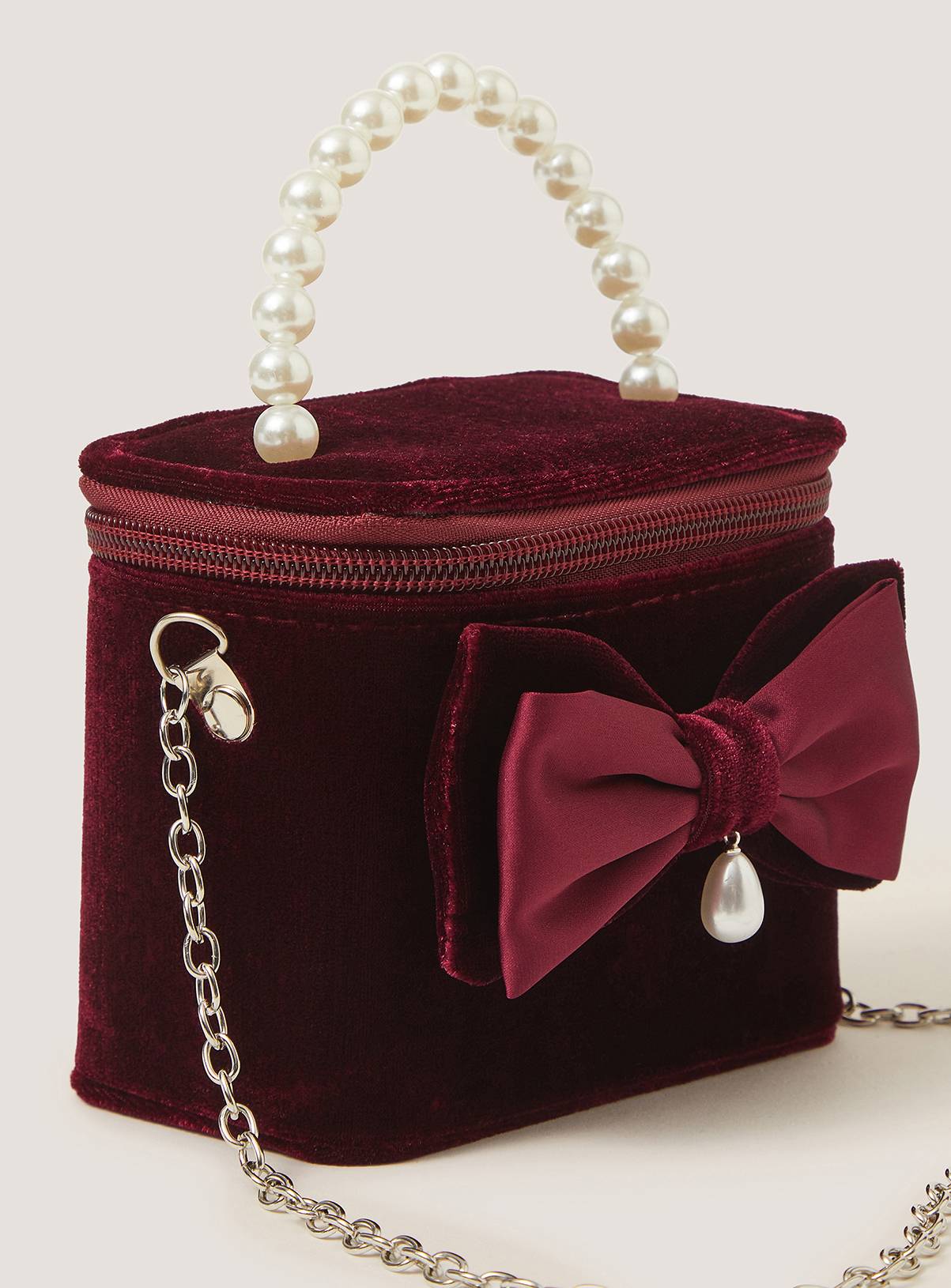 MONSOON Bow Velvet Bag One Size - Image 3