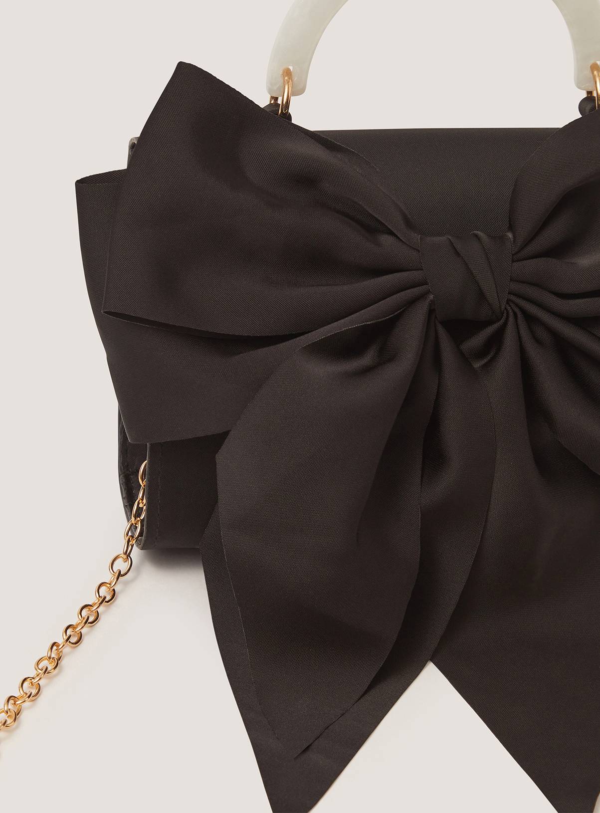 MONSOON Satin Bow Bag One Size - Image 4