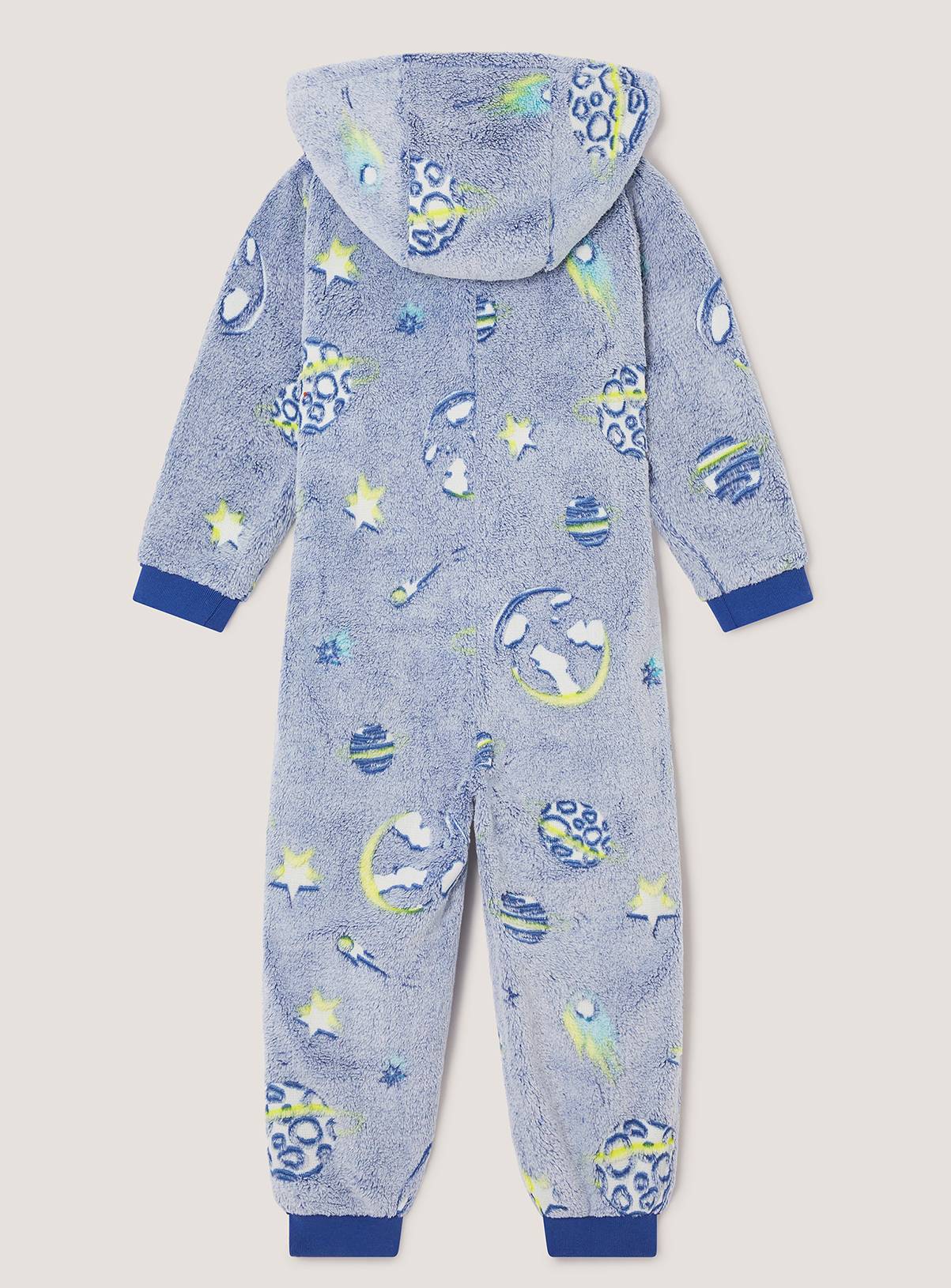 MONSOON Glow in The Dark Space Fleece Onesie 7-8 years - Image 2