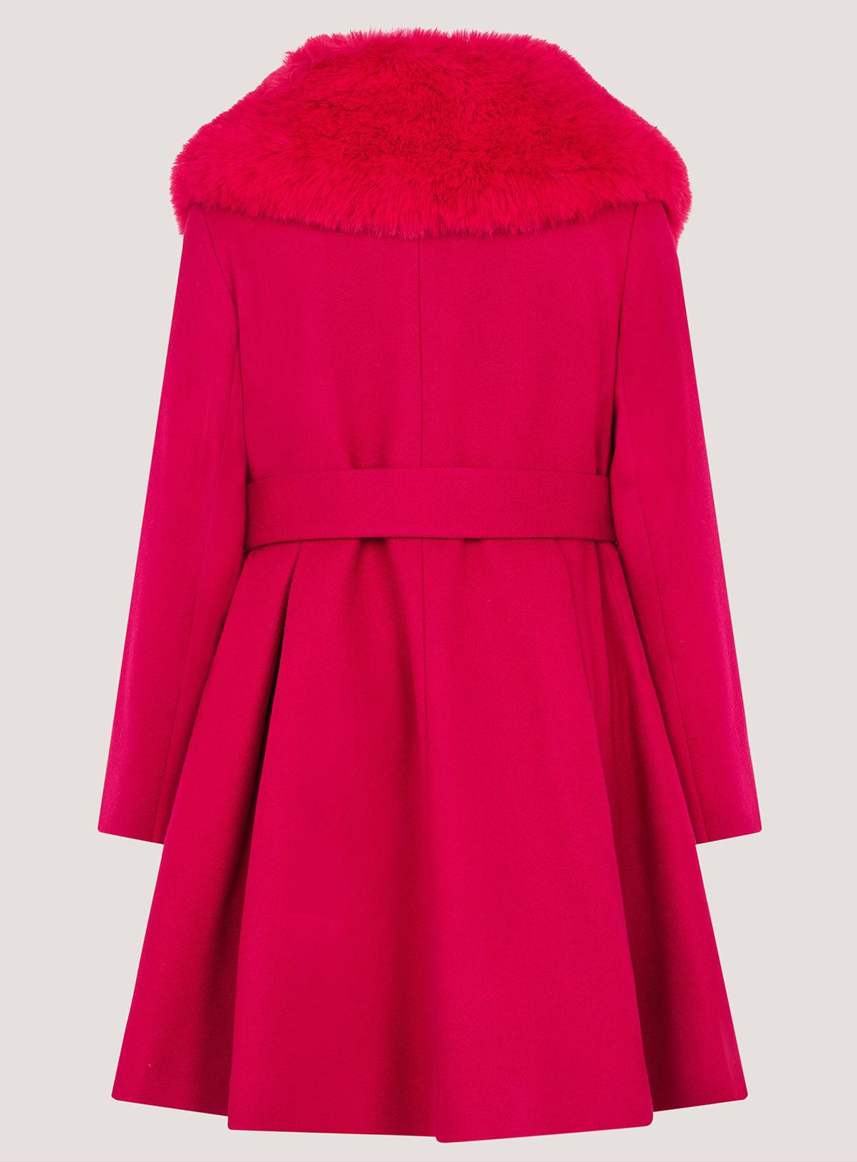MONSOON Faux Fur Collar Belted Coat 5-6 years - Image 3