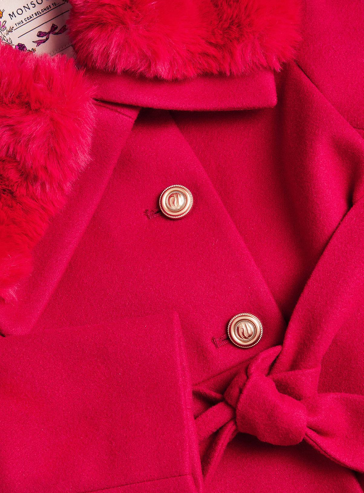 MONSOON Faux Fur Collar Belted Coat 5-6 years - Image 4