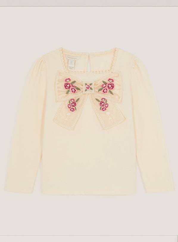 MONSOON Organza Bow Long Sleeve Top 9-10 years